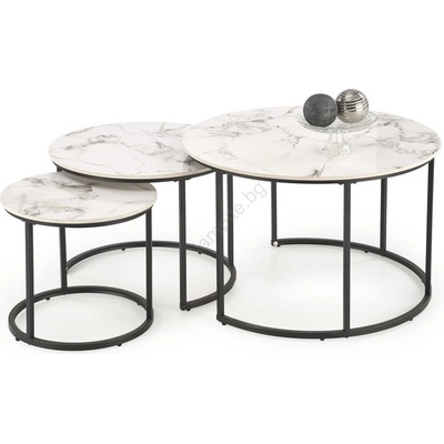 Halmar Комплект от 3 холни маси comoro в бяло/черно (ha0177)