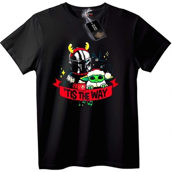 NOONEBRAND Тениска Mandalorian & Grogu Коледа - L, White