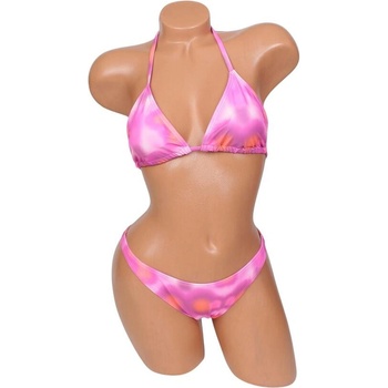 Дамски бански с ефектен десен в розово-лилаво