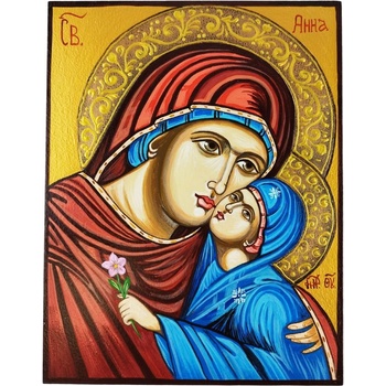 Image 1 of РЪЧНО РИСУВАНА ИКОНА СВЕТА АННА СЪС СВЕТА БОГОРОДИЦА