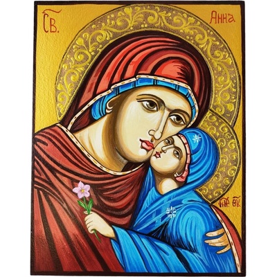 РЪЧНО РИСУВАНА ИКОНА СВЕТА АННА СЪС СВЕТА БОГОРОДИЦА