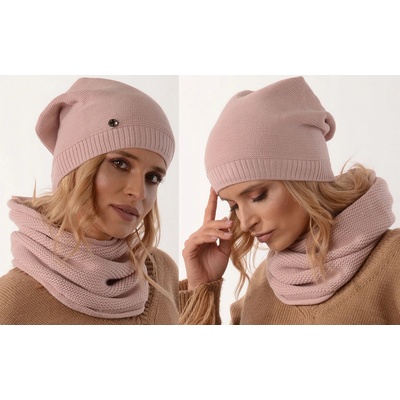 Fashionweek Moderni set čepice a šála pletený tunel ZIZI31/B1 světle růžová