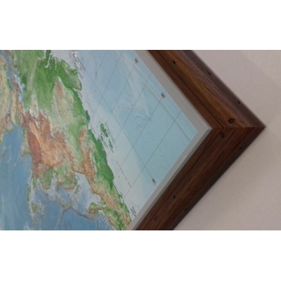 Georelief Korejský poloostrov - plastická mapa 80 x 60 cm Varianta: mapa v dřevěném rámu, Provedení: Pinos tmavý natur