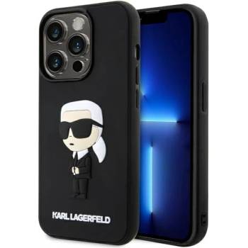 KARL LAGERFELD iPhone 14 Pro 6.1" black hardcase Rubber Ikonik 3D (KLHCP14L3DRKINK)