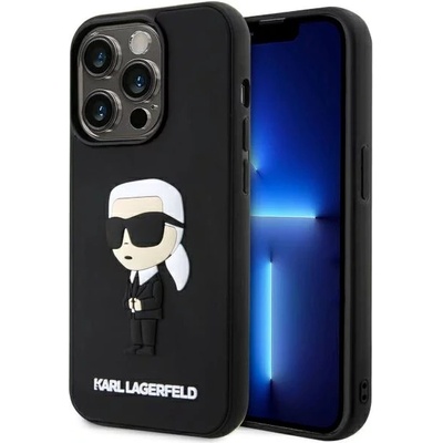 KARL LAGERFELD iPhone 14 Pro 6, 1" черен твърд калъф Rubber Ikonik 3D (KLHCP14L3DRKINK)