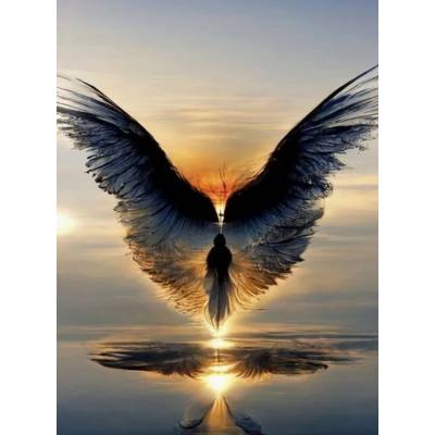 Norimpex - Puzzle Diamant painting: Okrídlená postava pri západe 30x40cm - 1 - 39 piese