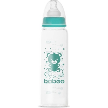 Baboo Anti-colic Glass Feeding Bottle Narrow Neck стъклено бебешко шише 3m+ 240ml