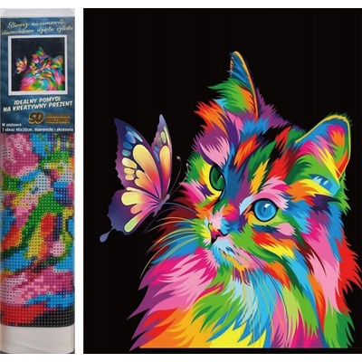 Norimpex diamantové malování Barevná kočka 30 x 40 cm