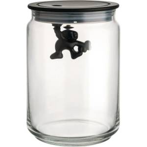 Alessi Кухненски буркан за съхранение GIANNI 900 мл, с черен капак, стъкло, Alessi (ALAMDR05B)