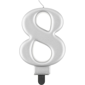 Image 1 of Godan Свещ за рожден ден 8 металик сребриста
