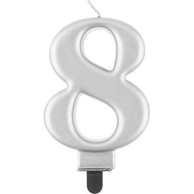 Godan Свещ за рожден ден 8 металик сребриста