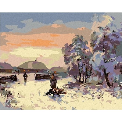 zuty Malování podle čísel Zasněžená vesnička 80 x 100 cm vypnuté plátno na rám