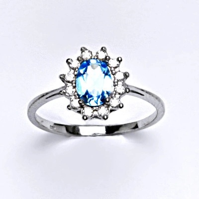 Čištín Zlatý prsten Kate žluté i bílé zlato přírodní topaz swiss čiré zirkony T 1480