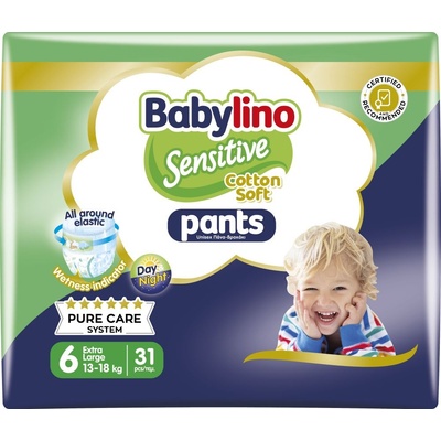 Babylino Пелени гащи Babylino Sensitive Cotton Soft, размер 6 (13-18 кг), 31 броя