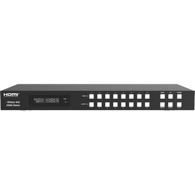 EVOCONNECT Матричен комутатор HDMI 2.0 8x8 с аудио екстракция, RS232 и TCP/IP, дистанционно управление (HDP-MXB88DA)