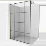 Mexen Kioto стенна преграда за душ Walk-in 130 x 200 см, черна решетка 8 мм, златиста (800-130-101-50-77)