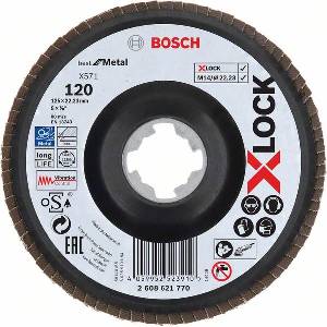 Bosch X-LOCK Ламелен шлифовъчен диск BfM Ø 125 мм, G 120, X571, ъглова версия, пластмаса 2608621770 (2608621770)