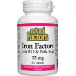 Natural Factors Iron Factors® - Желязо с витамин В12 и фолиева киселина, 90 таблетки Natural Factors (1646 NF)