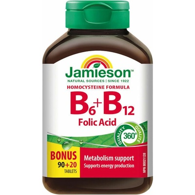 Jamieson Vitamín B6 + B12 + Folic Acid 110 tabliet