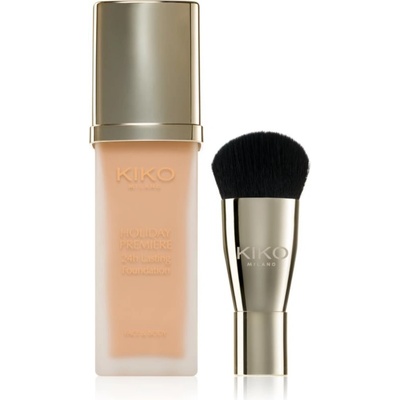 KIKO Milano Holiday Première 24h Lasting Foundation vodeodolný tekutý make-up so štetcom 05 Almond 28 ml