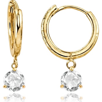 Minet Zlaté náušnice krúžky s bielym kamienkom Au 585/1000 1,95g
