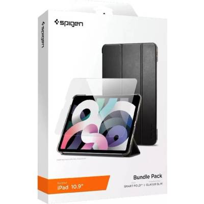 Spigen Bundle Pack Smart Fold Case and Glass Screen Protector - комплект кожен кейс и стъклено защитно покритие за дисплея за iPad 10 (2022) (черен)