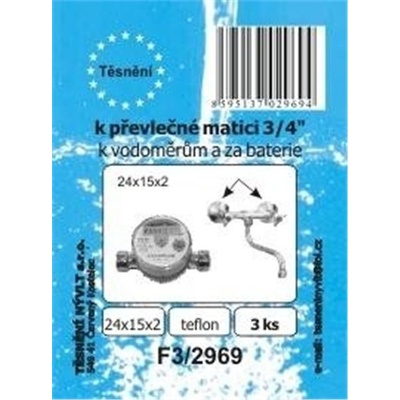 TĚSNĚNÍ NÝVLT s.r.o. SADA - ploché těsnění - teflon - 3/4"- 24 x 15 x 2 mm - F3/2969
