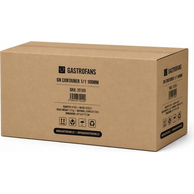 Gastrofans Výhodný multipack 6x Gastronádoba 1/1 GN 100 mm, nerezová, plná