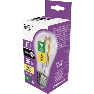 Emos LED žiarovka A60/E27/3,8W/60W/806lm/teplá biela 1525283273
