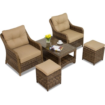 Garden Point Техноратанов комплект Toledo Terraceс пуфове кафяви Garden Point (GAP120-TERPU)