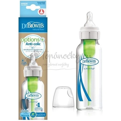 Dr. Browns kojenecká láhev Options+ skleněná anti colic 250ml 1ks SB81003