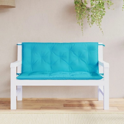 vidaXL Възглавници за градински пейки 2 бр тюркоаз 120x50x7 см плат (361696)