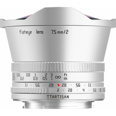 TTARTISAN 7,5 mm f/2 Fisheye pro Fujifilm X stříbrný