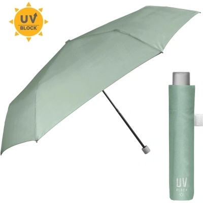 Дамски неавтоматичен чадър Extra Slim чадър с UV50 защита Perletti Time 26409, Пастелно зелен