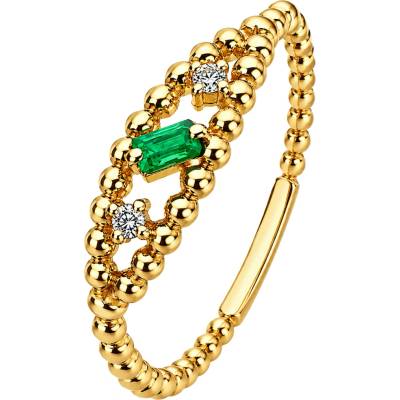 Zlaton Prsten žluté zlato se smaragdem a diamanty N03082603558