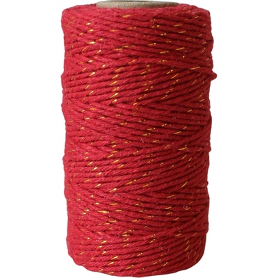 Bella Rose Bavlněný provázek 50 m – Red / Gold, červená barva, textil – Zboží Dáma