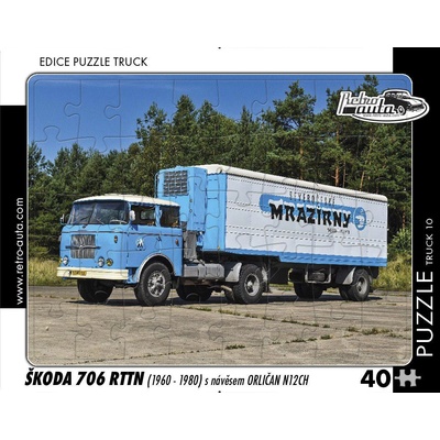 Retro cars - Puzzle TRUCK Škoda 706 RTTN s návesom Orličan N12CH (1960-1980) - 40 - 99 piese