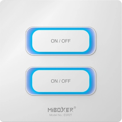 RF ovladač Mi-Light ESR2T pro jednobarevné LED 2,4GHz 230V KU68 stmívání 2 zóny bílý