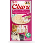 Inaba Foods Cat Ciao Churu кремообразна храна за котки - риба тон, скариди 4 x 14 г