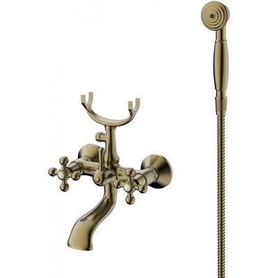 Inter Ceramic Algara Ретро смесител за вана/душ, двуръкохватков, цвят старо злато (6006851BR)