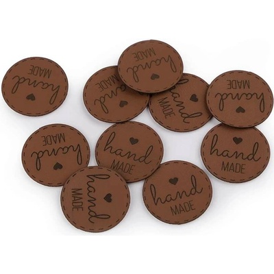 Pro Háčkování Hand Made cedulka z eko kůže hnědá