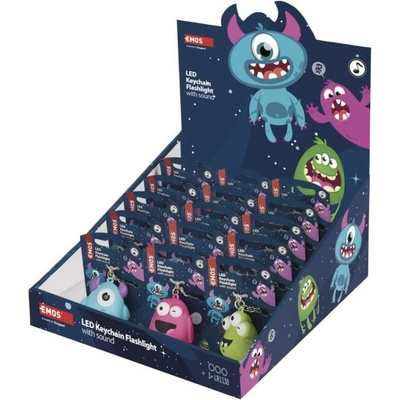 Prívesok na kľúče LED príšerky so zvukom, 18 ks, display box 18ks P4721