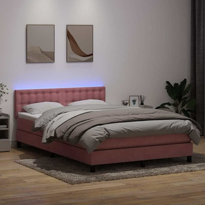 vidaXL 11461.3317270 Boxspring postel s matrací a LED růžová samet