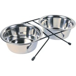 TRIXIE Eat on Feet Stainless Steel Bowl Set - Комплект от две купи и поставка за кучета 0.2 л