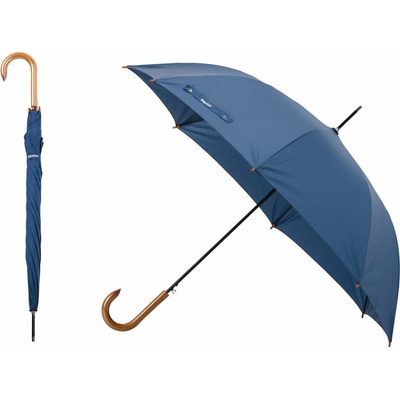 Hůlový deštník s dřevěnou rukojetí J Wooden Blue