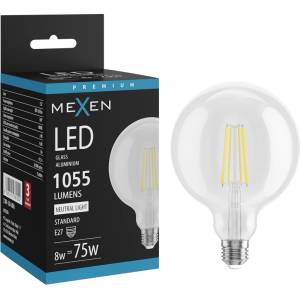 Mexen Vintis LED филаментна крушка E27, G125, 8W, Неутрална - 4000K, 1055 lm, прозрачна (L158-E27-0840-00)