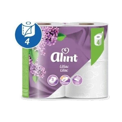Alint Тоалетна хартия Alint с аромат на люляк, 3 слоя, 4 ролки (5944570021940)