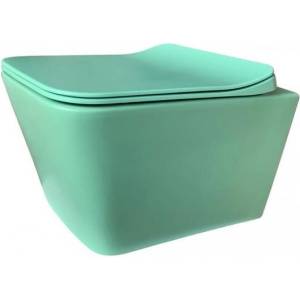 Inter Ceramic Конзолна тоалетна чиния ICC 5135LG, седалка и капак, порцелан, светлозелен, 52x37x36см (5135LG)