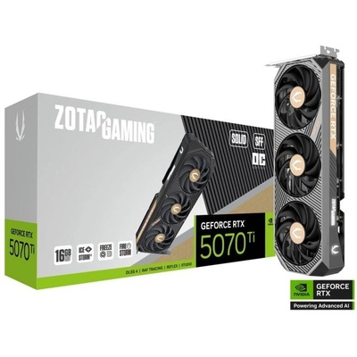 Видео карта Nvidia GF RTX 5070 Ti, 16GB, ZOTAC Gaming Solid SFF, OC, PCI-E 5.0, GDDR7, 256-bit, DisplayPort, HDMI (ZT-B50710J3-10P)
