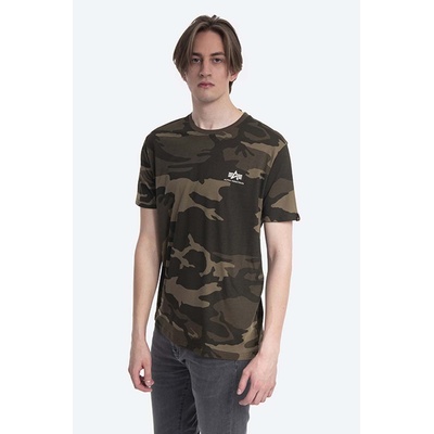 Alpha Industries Памучна тениска Alpha Industries Backprint T Camo в зелено с десен (128507C.239)